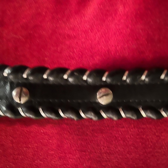 Justin Black Leather Belt W/ Silver & Gold Crumrine Buckle & (11) Silver Conchos - Picture 14 of 16